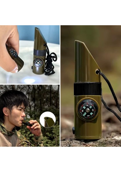 7si 1ARADA Acil Durum Düdüğü,el Feneri, Termometre,pusula,büyüteç,depolama Bölmeli Kampçı D modelleri