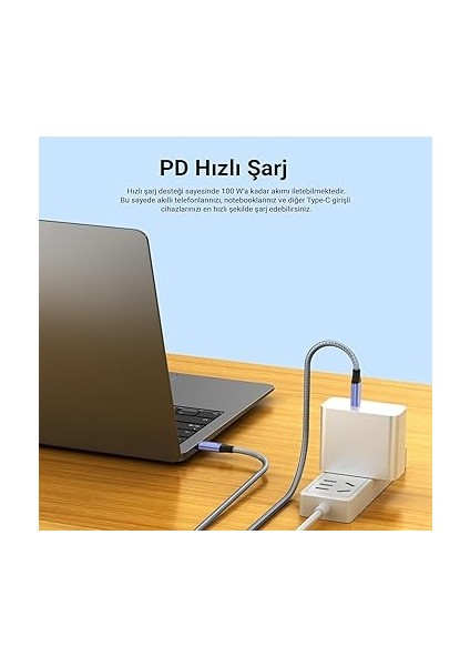 USB 3.1 Type-C Pd 100W 5A 10GBPS 4K 60Hz Destekli Kablo 1 Metre fırsatları