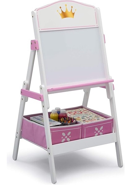 Children Prenses Taç Ahşap Etkinlik Şövale Depolamalı - Sanat ve El Sanatları, Çizim, Evde Eğitim ve Daha Fazlası Için Ideal - Greenguard Gold Sertifikalı, Beyaz/pembe fiyatları