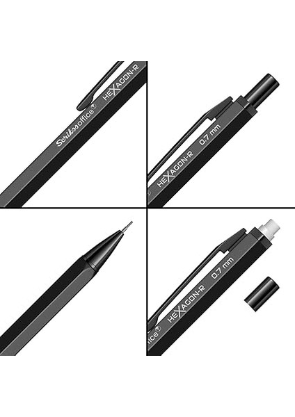 Office Hexagonr Mekanik Kurşun Kalem Siyah 0.7 mm modelleri