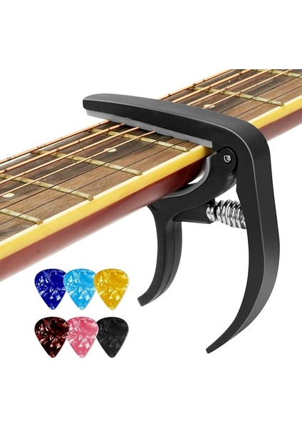 Gitar Için Kapo, Gitar Capo, 6 Pena, Akort Cihazı, Gitar, Gitar Aksesuarı, Capotastos Capo, Tüm Enstrümanlar Için Gitar Kaposu, Elektro Gitar, Bas, Keman, Ukulele (Siyah)