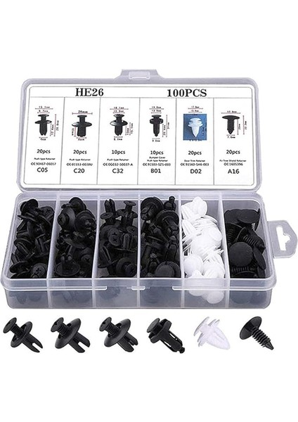 100 Adet Araba Gövde Trim Klipsleri, Araba Tutucu Klipsleri, Evrensel Oto Klipsleri Perçin Kesme Kelepçesi, Araba Kapısı Tampon Tutucu Klipsler Astar Sızdırmazlık Şeridi Sabit Klipsler