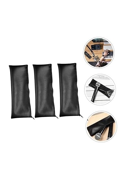 3 Adet Mikrofon Saklama Çantası Sırt Çanta Mikrafon Mikrofonu Mikrofon Çanta Kayıt Oyun Organizer Çanta Kablosuz Mikrofon Seyahat Için Mikrofon Kılıfı Mikrofon Sahibi Pu Black modelleri