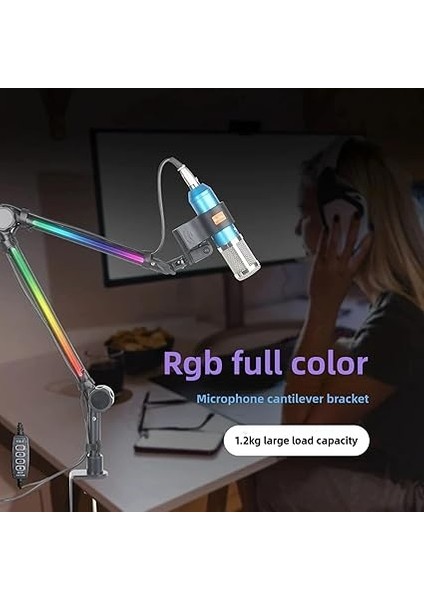 Oyun, Yayın, Podcast, Yayıncılık ve Kayıt Için Büyük Sönümleme Düğmesi, Metal Kol Standı, 22 Renk Modu ve Rgb Ortam Sahip Rgb Mikrofon Kol Standı fiyatları