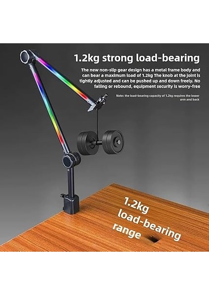 Oyun, Yayın, Podcast, Yayıncılık ve Kayıt Için Büyük Sönümleme Düğmesi, Metal Kol Standı, 22 Renk Modu ve Rgb Ortam Sahip Rgb Mikrofon Kol Standı indirimleri