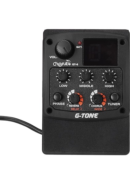 G-Tone Gt-6 Akustik Gitar Preamp Piezo Pikap 3 Bantlı Eq Ekolayzır Yankı/gecikme/koro/geniş Efektli LCD Tuner