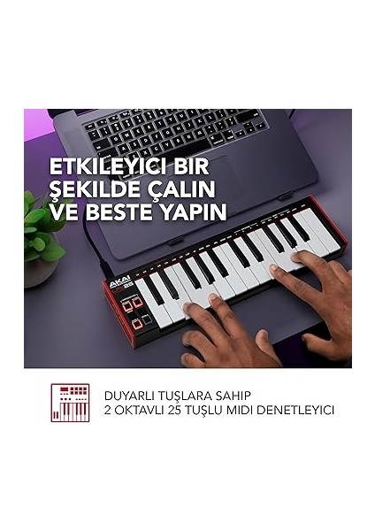 Professional LPK25 - USB Mıdı Klavye Controller Mac ve Pc Için Arpejatör ve Müzik Prodüksiyonu Yazılımı ve 25 Duyarlı Synth Tuşu fiyatları