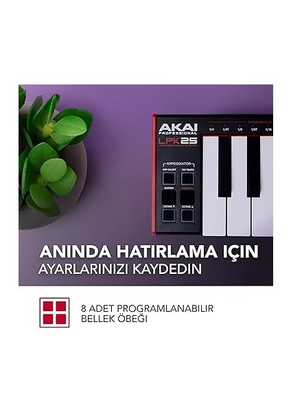 Professional LPK25 - USB Mıdı Klavye Controller Mac ve Pc Için Arpejatör ve Müzik Prodüksiyonu Yazılımı ve 25 Duyarlı Synth Tuşu fırsatları
