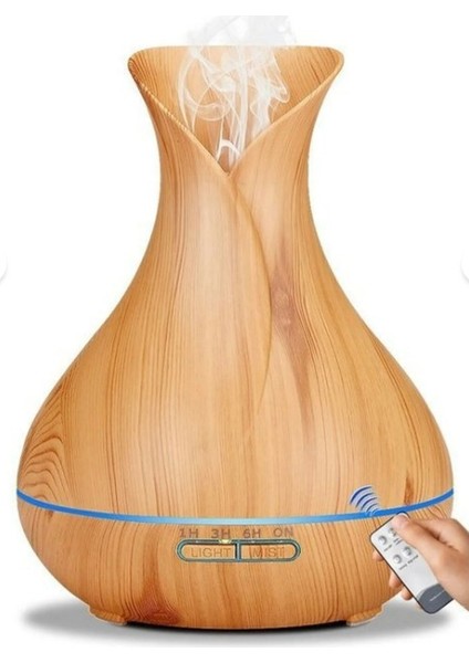 Auhma Aus-13 - 550 ml Ahşap Görünümlü Aromaterapi Hava Nemlendirici - 7 Renkli LED , Sessiz Çalışma