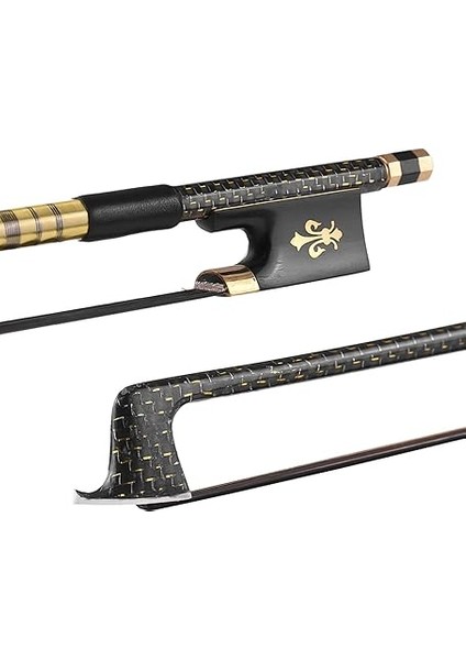 4/4 Keman Keman Yayı Iyi Dengelenmiş Altın Örgülü Karbon Fiber Yuvarlak Çubuk Abanoz Kurbağa Aaa Moğolistan Siyah At I fiyatları