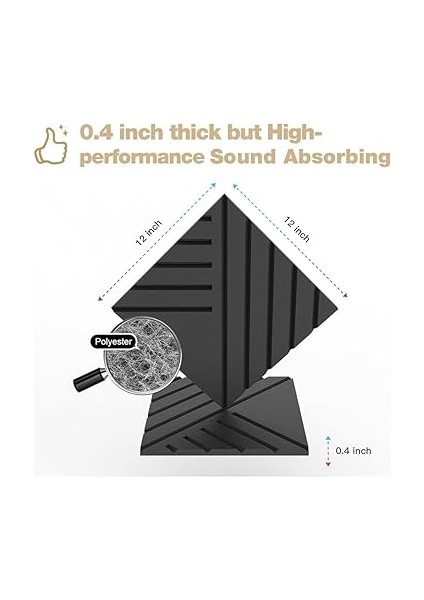 12'li Paket Duvarlar Için Kendinden Yapışkanlı Geçirmez Köpük Paneller, Ofis Için 12 x 12 x 0,4 Inç Akustik Paneller fırsatları