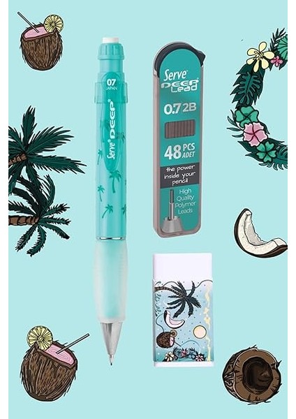 Doğa Desenli Deep Kalem, Deep Silgi ve Deep Min, 0.7 Mm, Nane Yeşili fırsatları