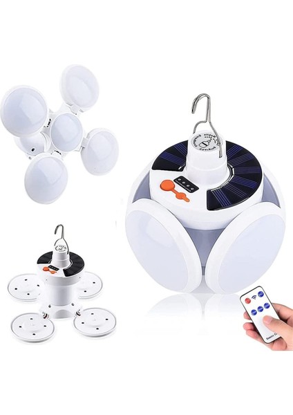 Solar Panelli Şarjlı 5'li Katlanabilir Acil Durum Kamp Lambası