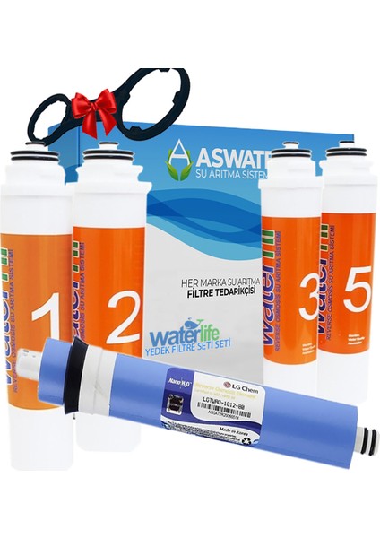 Waterlife Su Arıtma Cihazlarına Uyumlu Water Fil Tak Çevir 5'li Set Filtre Lg Mebranlı