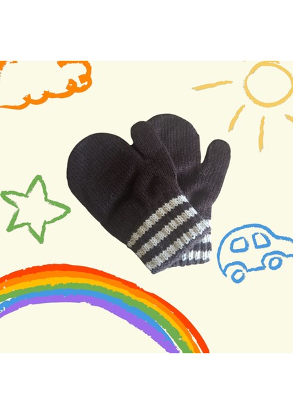 Parmaksız Erkek Bebe Eldiveni Lacivert Örgü Eldiven 0-3 Yaş