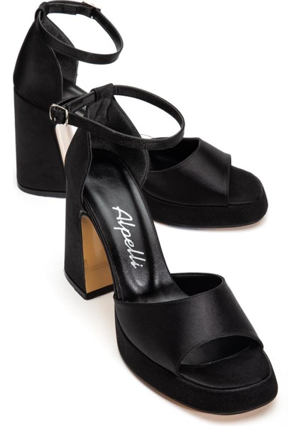 Kadın Siyah Saten Rahat Platform Topuklu Abiye Ayakkabı fırsatları