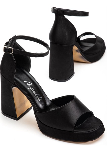 Kadın Siyah Saten Rahat Platform Topuklu Abiye Ayakkabı indirimleri