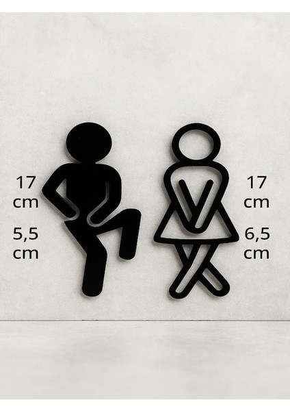 3D Baskı Komik Wc Kapı Figürü – Erkek & Kadın – 17 cm – Pla Malzeme – Duvara Monte – Çift Taraflı Bantlı – Tuvalet Giriş Dekoru