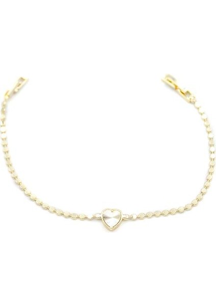 Ezme Zincir Kalp Bileklik - Altın