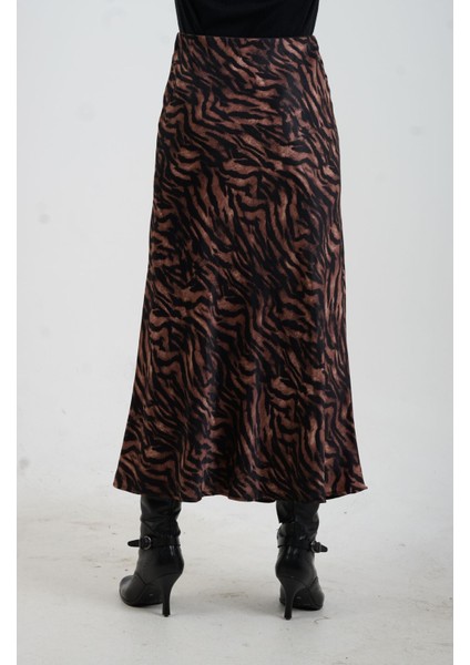 Kahve Desenli Saten Verev Etek fırsatları