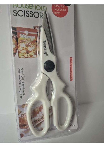 21 cm Mutfak & Ev Tipi Çok Amaçlı Makas – Siyah / Beyaz / Kırmızı (Household Scissors)
