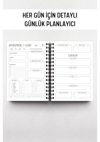 Ramazan Ajandası, Oruç, Hatim, Teravih, Günlük ve Aylık Planlayıcı, Sert Kalın Kapak, Tarihli modelleri