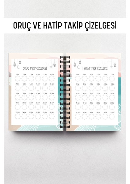Ramazan Ajandası, Oruç, Hatim, Teravih, Günlük ve Aylık Planlayıcı, Sert Kalın Kapak, Tarihli