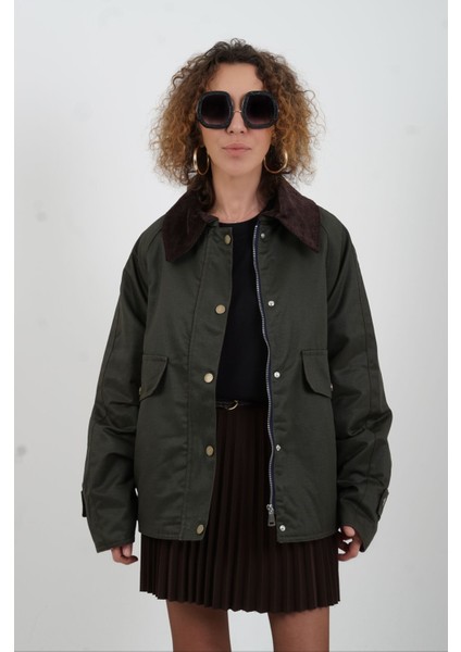 Haki Kadife Yaka Kapitoneli Ekose Ceket fiyatları