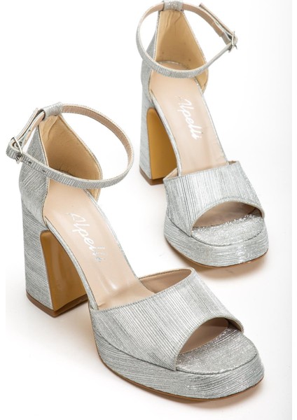 Kadın Gümüş Simli Rahat Platform Topuklu Abiye Ayakkabı fırsatları
