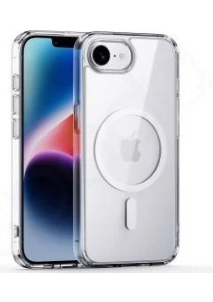 iPhone 16 E/se4 Kılıf Magsafe Özellikli Şeffaf Sert Premium Silikon Kapak (Sararma Yapmaz)