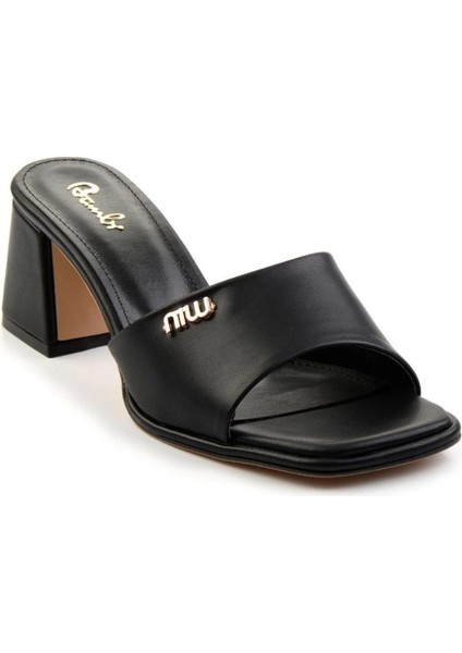 Drnds Miyon Siyah Cilt Topuklu Terlik (Numara: 37)