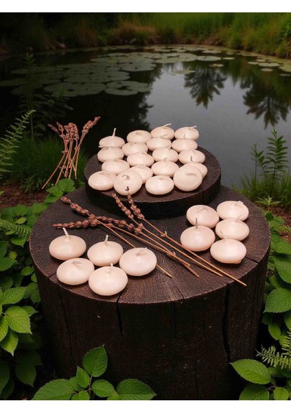 Iv Blue Purple Homedecor 30 Adet Minimal Pudra Pembe Suda Yüzen Mum fiyatları