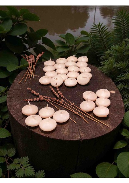 Iv Blue Purple Homedecor 30 Adet Minimal Pudra Pembe Suda Yüzen Mum fırsatları