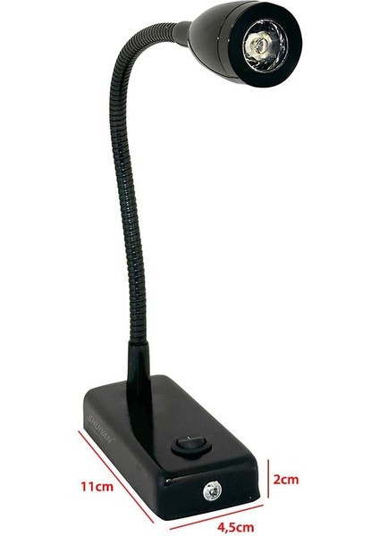 Shuıvan LED Okuma Lambası Günışığı 12V 3W Uzun - Siyah fiyatları