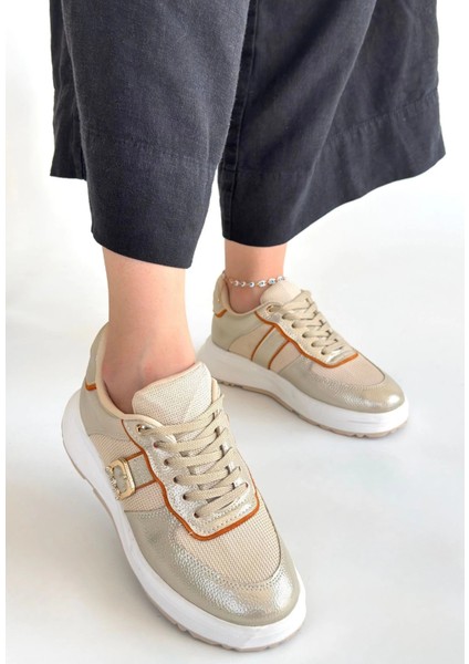 Drnds Tanwe Bej Cilt Bağcıklı Spor Ayakkabı (Numara: 39)