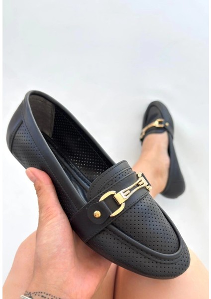 Drnds Rain Siyah Cilt Babet Ayakkabı (Numara: 38)