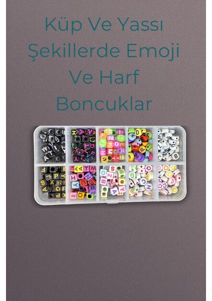 4 Kutu Takı Yapım Seti - Harf Boncuklu Hobi Seti | Kolye, Bileklik, Telefon Charm Yapma Boncuk Seti fırsatları