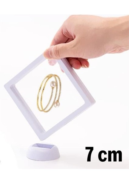 7x7 cm Standlı 3D Takı Ziynet Hatıra Koleksiyon Saklama Kutusu Şeffaf Film Çerçevesi
