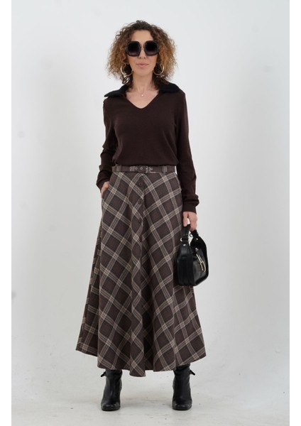 Koyu Kahve Ön V Özel Yaka Kazak fiyatları