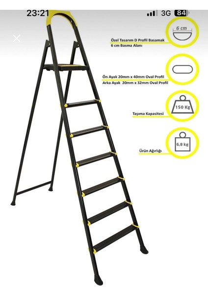 Nova 6+1 Metal Basamaklı Özel Tasarım Pratik Merdiven