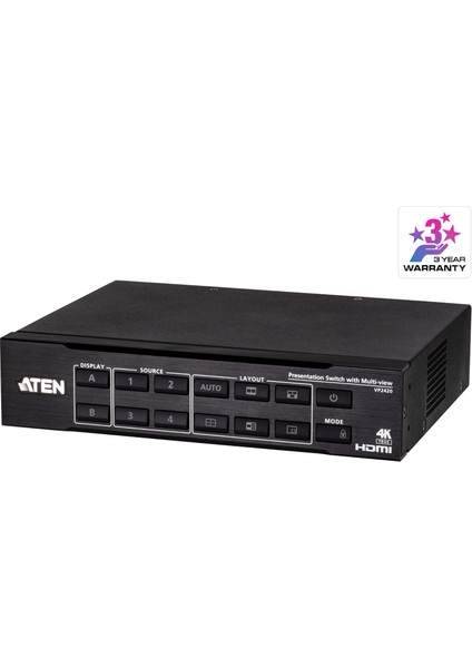 4 x 2 True 4K HDMI Presentation Switch With Multi View