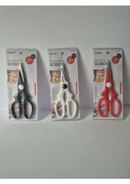21 cm Mutfak & Ev Tipi Çok Amaçlı Makas – Siyah / Beyaz / Kırmızı (Household Scissors) fiyatları