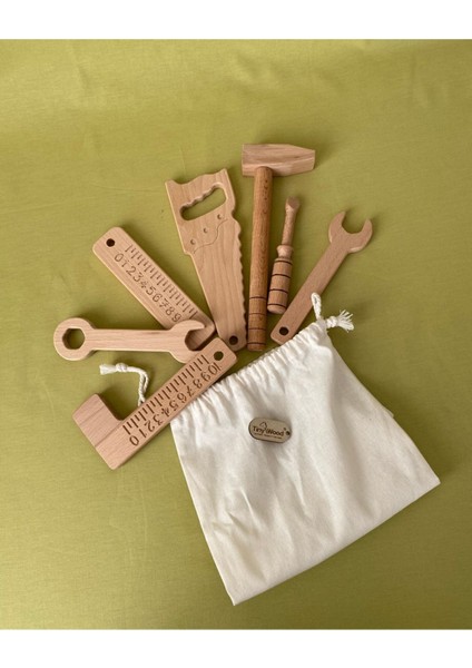 Ahşap Oyuncak Tamir Seti Doğal Masif Ahşap Montessori Oyuncak