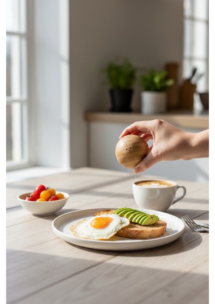 2'li Bambu Top Şekil Tuzluk&biberlik Seti