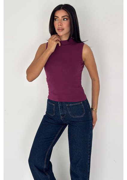 Kadın Kolsuz Boğazlı Basic Body – Sleek Core