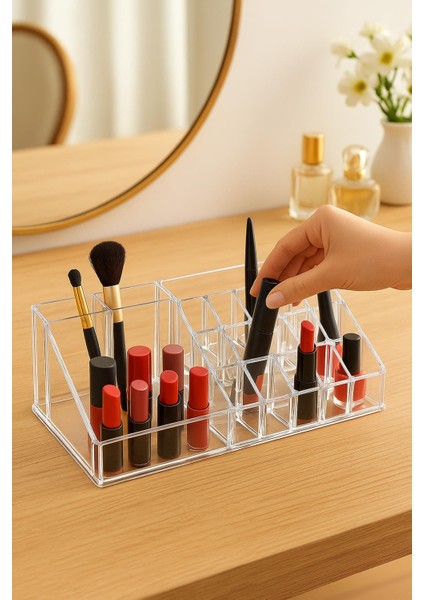 Şeffaf 16 Bölmeli Makyaj Organizeri Düzenleyici 12×22×8 cm modelleri