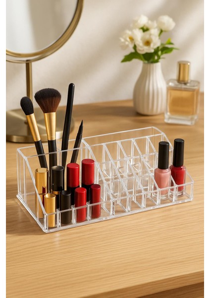 Şeffaf 16 Bölmeli Makyaj Organizeri Düzenleyici 12×22×8 cm fırsatları