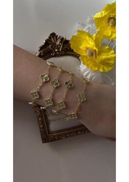 14K Taşlı Desenli Cleef Bileklik fiyatları