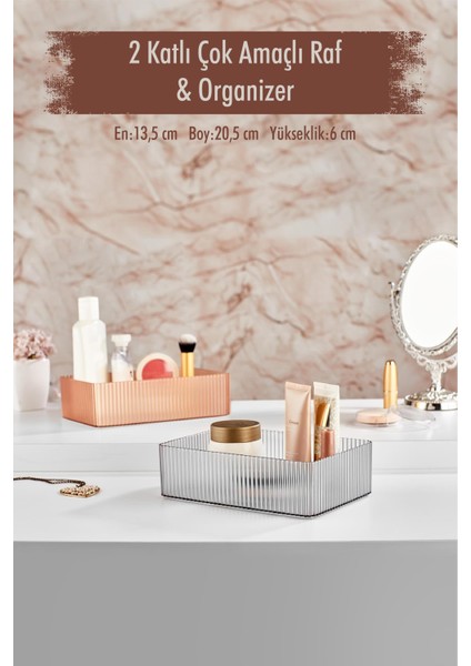 2 Katlı Kullanılabilen Makyaj Kutusu & Çok Amaçlı Kutu & Organizer