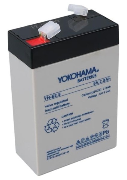 Yokohama Yh-62.8 6 Volt - 2.8 Amper Dik Akü (66X33X97 Mm)